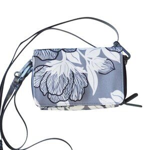Vera Bradley Moon Shadow Meadow Gray Floral Crossbody Wallet Bag RFID